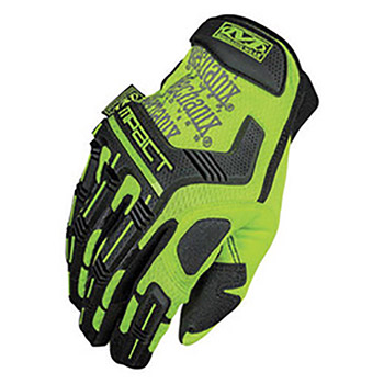 Mechanix Wear Small Hi-Viz Yellow Safety M-Pact Full Finger Synthetic Leather Mechanics Gloves With Hook And Loop Cuff, Reinforced Fingertips, TPR Knuckle And Finger Protection And PORON XRD Palm Padded