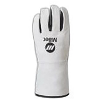 Miller X-Large 18" Black And Gray Side Split Cowhide Cotton Fleece Lined MIG Welders Gloves With Reinforced Thumb, 9" Cuff, Kevlar Stitching And Welted Seams