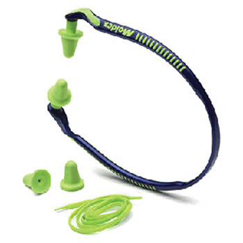 Moldex 6506 Jazz Band Blue And Bright Green Under Chin Banded Earplugs With Optional Breakaway Cord