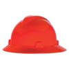 MSA MSA10021292 Hi-Viz Orange Class E Type I V-Gard Polyethylene Slotted Style Hard Hat With Fas-Trac Ratchet Suspension
