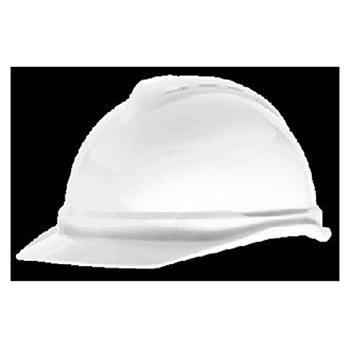 MSA 10034018 White V-Gard Advance Class C Type I Polyethylene Vented Hard Cap With Fas-Trac 4 Point Suspension