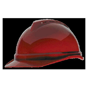 MSA 10034022 Red V-Gard Advance Class C Type I Polyethylene Vented Hard Cap With Fas-Trac 4 Point Suspension