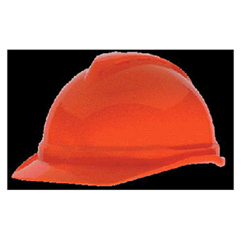 MSA 10034026 Hi-Viz Orange V-Gard Advance Class C Type I Polyethylene Vented Hard Cap With Fas-Trac 4 Point Suspension