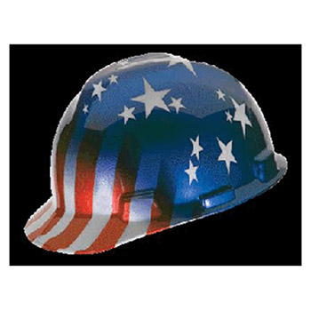 MSA 10052945 V-Gard Freedom Series Class E Type I Hard Cap With Fas-Trac Suspension And American Stars And Stripes
