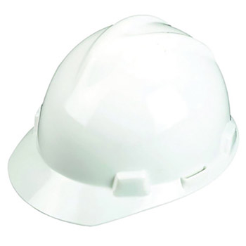 MSA MSA10057441 White Class E Type I V-Gard Polyethylene Slotted Style Hard Cap With 1-Touch Suspension