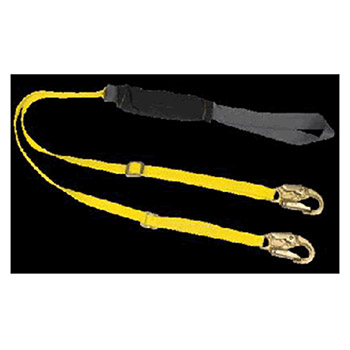 MSA 10060140 4' - 6' Adjustable Yellow And Black ArcSafe Twin-Leg Shock-Absorbing Lanyard With Sewn Loop And 2 LS Snap
