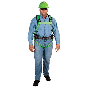 MSA 10063656 X-Large Green And Black TechnaCurv Construction Harness With Quik-Fit Chest Buckle Tongue Leg Buckles
