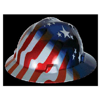 MSA 10071157 V-Gard Freedom Series Class E Type I Hard Hat With Fas-Trac Suspension And American Stars And Stripes