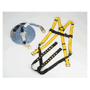 MSA 10074480 Standard Workman Roofers' Fall Protection Kit (Contains Vest Style Harness With Quik-Fit Leg Straps 25'