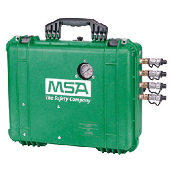 MSA 10107538 50 CFM Constant Flow Airline Filtration Box With Carbon Monoxide Detector Union Adapters And Four Outlets