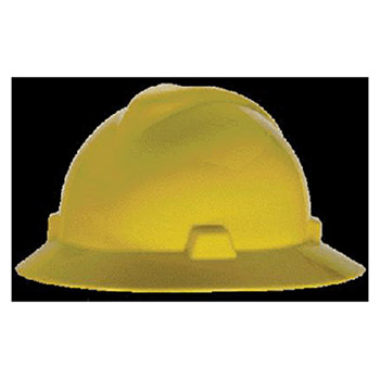 MSA 454730 Yellow V-Gard Class E G Type I Polyethylene Non-Slotted Hard Hat With Staz-On Suspension