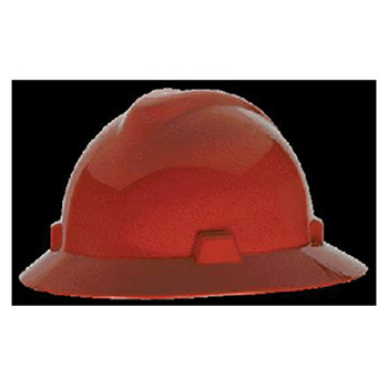 MSA 454736 Red V-Gard Class E G Type I Polyethylene Non-Slotted Hard Hat With Staz-On Suspension