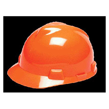 MSA 488148 Hi-Viz Orange V-Gard Class E G Type I Polyethylene Standard Slotted Hard Cap With Staz-On Suspension