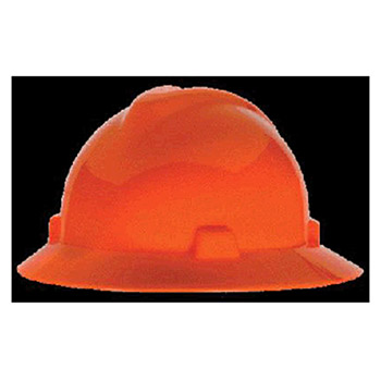 MSA 489360 Hi-Viz Orange V-Gard Class E G Type I Polyethylene Non-Slotted Hard Hat With Staz-On Suspension