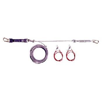 MSA SHL2009040 40' SureLine Temporary Cable Horizontal Lifeline System Complete 3/8" Galvanized Steel Cable And Turnbuckle