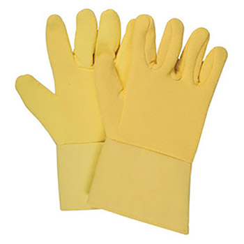 National Safety Apparel Large 12" Yellow 22 Ounce Kevlar Terrybest Terry Cloth Reversed Wool Lined Heat Resistant Gloves With Kevlar Twill Cuff