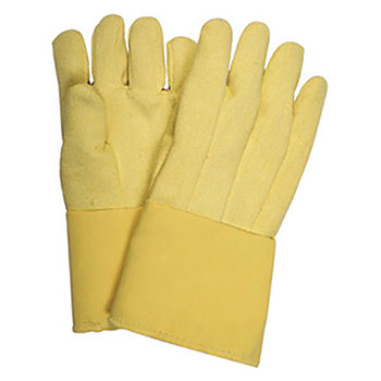 National Safety Apparel N33G51TCGH14072 Large 14" 22 Ounce Thermobest Kevlar Reversed Wool Lined Heat Resistant Gloves With Straight Thumb And Goldenbest Gauntlet Cuff