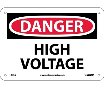 National Marker Danger High Voltage 7"X 10" Adhesive Backed Vinyl Sign