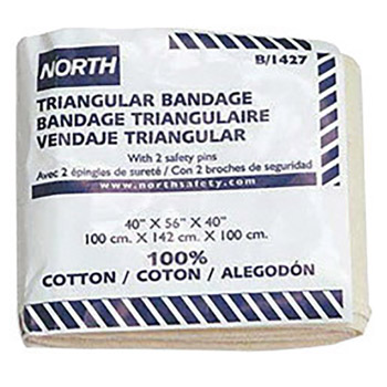 North by Honeywell NOS045009 40" X 56" X 40" Triangular Latex-Free Sterile Cotton Bandage With 2 Safety Pins 