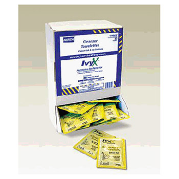 North 122015X by Honeywell 8" X 6" Single Towelette Pouch IvyX Poison Plant Cleanser Towelette (50 Each Per Box)