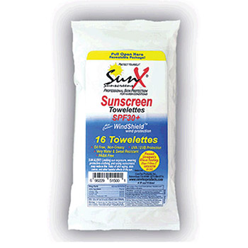 North 122020 by Honeywell Pack SunX SPF 30+ Sunscreen Towelettes In Resealable Package (16 Per Package)