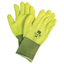 North by Honeywell NOSNF11HVY/8M Size 8 NorthFlex Neon 15 Gauge Abrasion Resistant Hi-viz Yellow PVC Palm Coated Work Gloves With Hi-Viz Yellow Nylon Liner And Knit Wrist