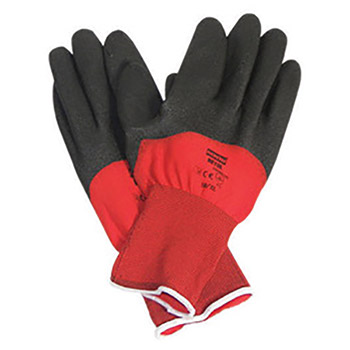 North by Honeywell Size 10 NorthFlex Red 15 Gauge Abrasion Resistant Black PVC Palm Coated Work Gloves With Red Nylon Liner And Knit Wrist