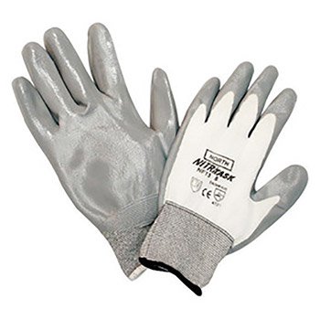 North by Honeywell Size 11 Nitri Task Cut Resistant Gray Nitrile Palm Coated Work Gloves With White Seamless Nylon Liner And Knit Wrist