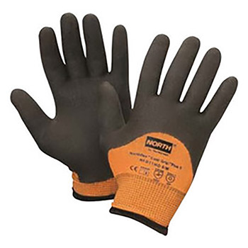 North by Honeywell Size 10 Hi-Viz Orange And Black Grip Plus 5 15 gauge Heavy Weight Engineered Fiber Dipped Cut Resistant Gloves With Knitwrist And Thermal Lining