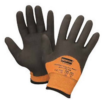North by Honeywell Size 7 Black Cold Grip Pluse 5 Seamless Knit Heavy Weight Fiber Cut Resistant Gloves With Extended Cuff, Nylon Lined And PVC Coating