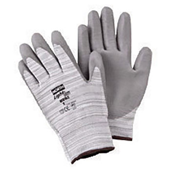 North by Honeywell Size 10 Light Task Plus 3 Medium Weight Cut Resistant Gray Polyurethane Palm Coated Work Gloves With Gray Seamless Dyneema Liner And Knit Wrist