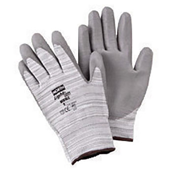 North by Honeywell Size 11 Light Task Plus 3 Medium Weight Cut Resistant Gray Polyurethane Palm Coated Work Gloves With Gray Seamless Dyneema Liner And Knit Wrist
