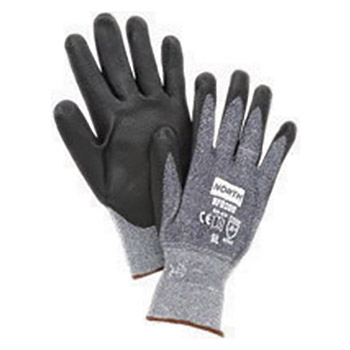 North by Honeywell Size 10 NorthFlex Light Task Plus 5 13 Gauge Cut Resistant Black Bi-Polymer Palm Coated Work Gloves With Dark Blue Dyneema Liner And Knit Wrist