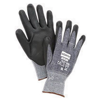 North by Honeywell Size 11 NorthFlex Light Task Plus 5 13 Gauge Cut Resistant Black Bi-Polymer Palm Coated Work Gloves With Dark Blue Dyneema Liner And Knit Wrist