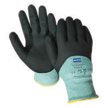 North by Honeywell Size 10 NorthFlex Oil Grip 13 Gauge Cut Resistant Black Nitrile Micro-Finish 3-4 Dipped Palm Coated Work Gloves With Seamless Dyneema And Glass Fiber Liner And Knit Cuff
