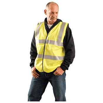 OccuNomix X-Large Hi-Viz Yellow Flame Resistant Cotton Class 2 Solid Vest With 2 Each 2" Vertical And Horizontal