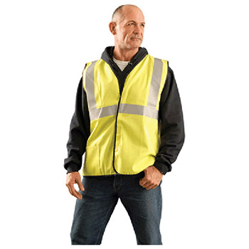 OccuNomix Large Hi-Viz Yellow Flame Resistant Cotton Class 2 Solid Vest With 2 Each 2" Vertical And 1 Each 2"