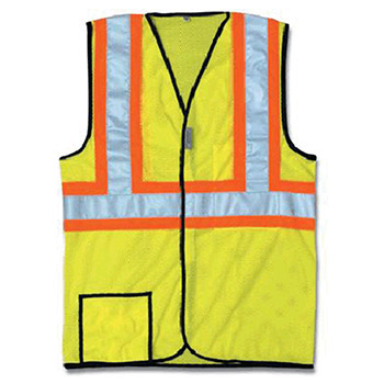 OccuNomix Large Hi-Viz Yellow OccuLux Lightweight Polyester And Mesh Class 2 Two-Tone Vest With Front Hook
