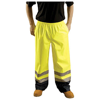 OccuNomix Medium Hi-Viz Yellow And Navy Occulux Polyester With PU Coating Rain Pants With Sealed Seams No Fly