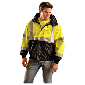 OccuNomix X-Large Yellow And Black PVC Coated Polyester Class 3 Weather Resistant Black Bottom Bomber Jacket
