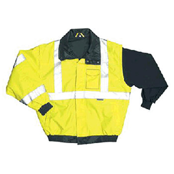 OccuNomix Large Yellow PVC Coated Polyester Class 3 Weather Resistant Bomber Jacket With Front Hook And Loop