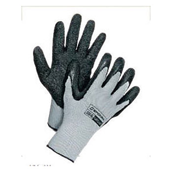 Honeywell Large Tuff-Coat 10 Cut Medium Weight General Purpose Abrasion Resistant Black Natural Rubber Palm And Fingertip Coated Work Gloves With String Cotton And Polyester Knit Liner