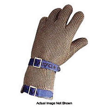 Honeywell Large Blue Sperian Whiting + Davis Stainless Steel Fully Enclosed Cut Resistant Gloves With 3 1-2" Extended Cuff, Mesh Lined, Polypropylene Coating