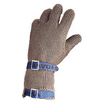 Honeywell Large White Whiting & Davis Stainless Steel Mesh Reversible Full Hand Cut Resistant Gloves With Spring And Extended Cuff And Spring Closure
