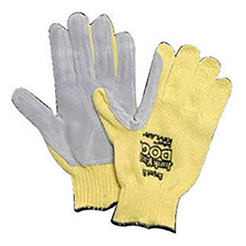 Honeywell PERKV18AL10050 Ladies Yellow Junk Yard Dog Standard Weight Cut Resistant Gloves With , Kevlar Lined And PVC Coating