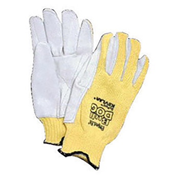 Honeywell Ladies Yellow And Gray Sperian BullDog Standard Weight Leather Cut Resistant Gloves With Kevlar Lined, Kevlar Shell And Reinforced Leather Thumb Crotch