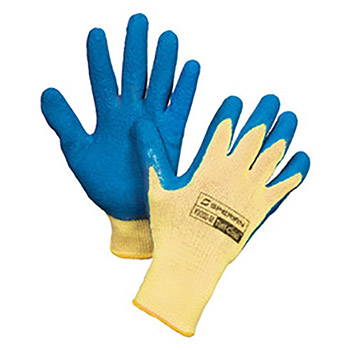 Honeywell Large Tuff-Coat 10 Cut Medium Weight General Purpose Cut Resistant Blue Natural Rubber Palm And Fingertip Coated Work Gloves With Seamless Knit Kevlar Liner And Knit Wrist