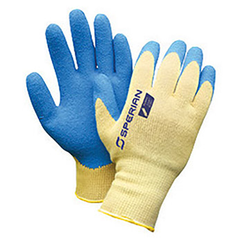 Honeywell Medium Yellow And Blue Sperian Perfect-Coat Medium Weight Kevlar Engineered Fiber Cut Resistant Gloves With Seamless Knitwrist Natural Rubber Coating