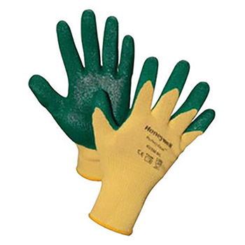 Honeywell Large Yellow And Green Sperian Perfect-Coat 10 ga Medium Weight Kevlar Palm Dipped Cut Resistant Gloves With Knit Wrist, Kevlar Lined And Nitrile Coating