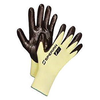 Honeywell Medium Pure Fit 13 Cut Light Weight General Purpose Cut Resistant Black Nitrile Dipped Palm Coated Work Gloves With Yellow Kevlar And Spandex Liner And Continuous Knit Cuff